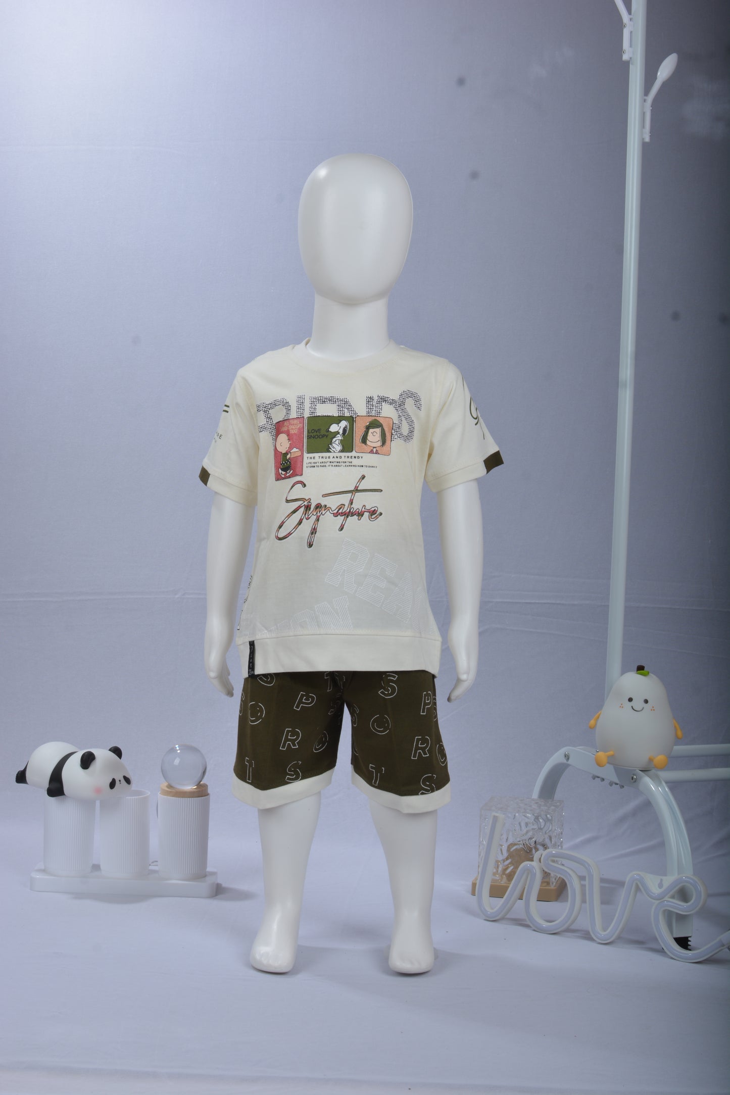 JustMaama Toddler Boy's Relaxed Fit Loungewear Set | Soft Cotton Blend Graphic Tee & Pull-On Shorts | Durable Play Clothes.