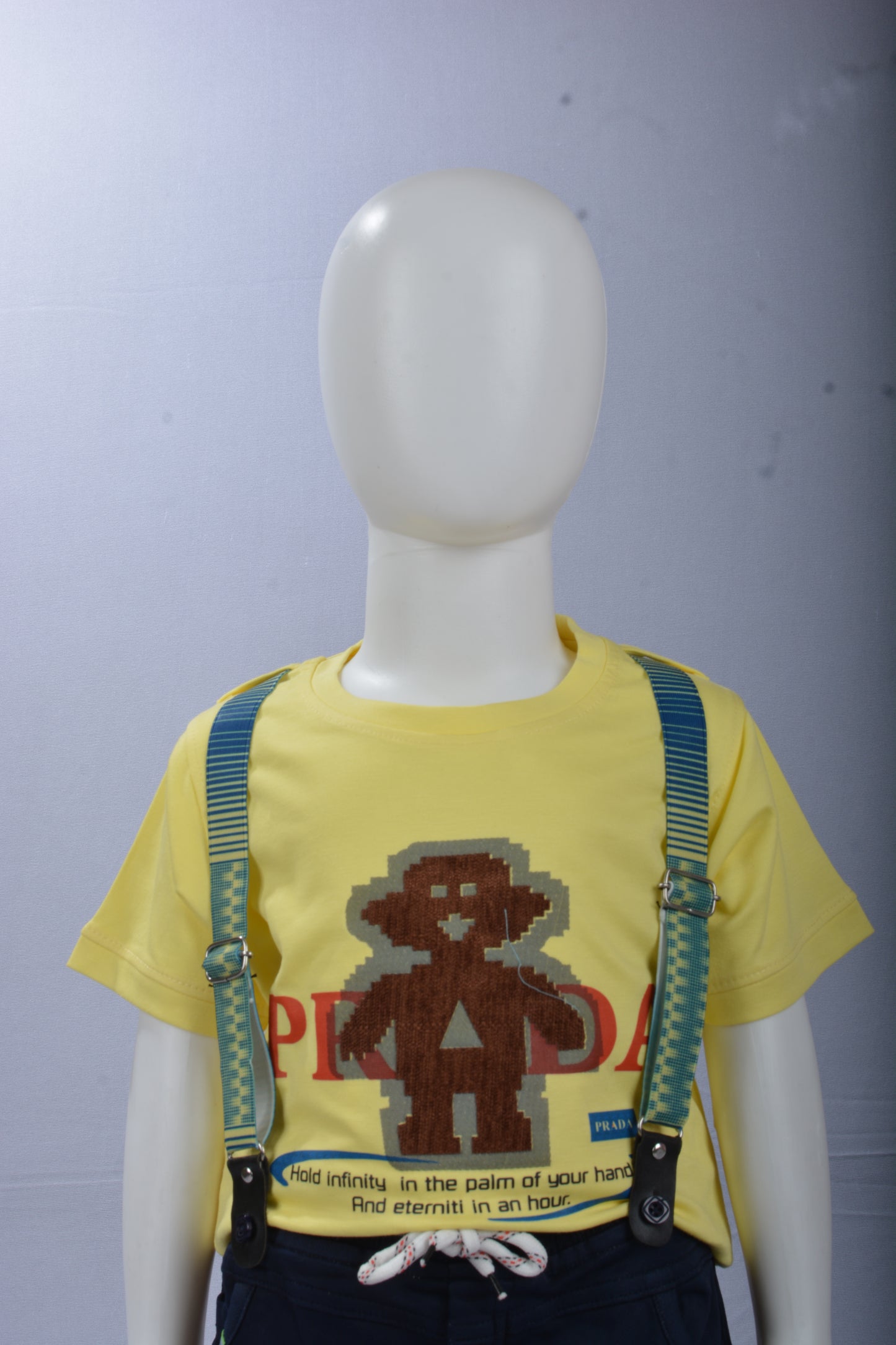 Justmaama Baby/Toddler Boy 2-Piece Clothing Set - Summer Short-Sleeve Top & Adjustable Suspender Shorts - Casual Kids Playwear