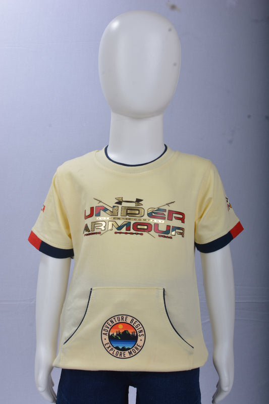 Justmaama 2-Piece Boys' Clothing Set | Adventure Graphic Half-Sleeve T-Shirt with Front Pocket & Drawstring Waist Shorts | Soft Cotton Casual Summer Outfit | Toddler & Little Kid Activewear