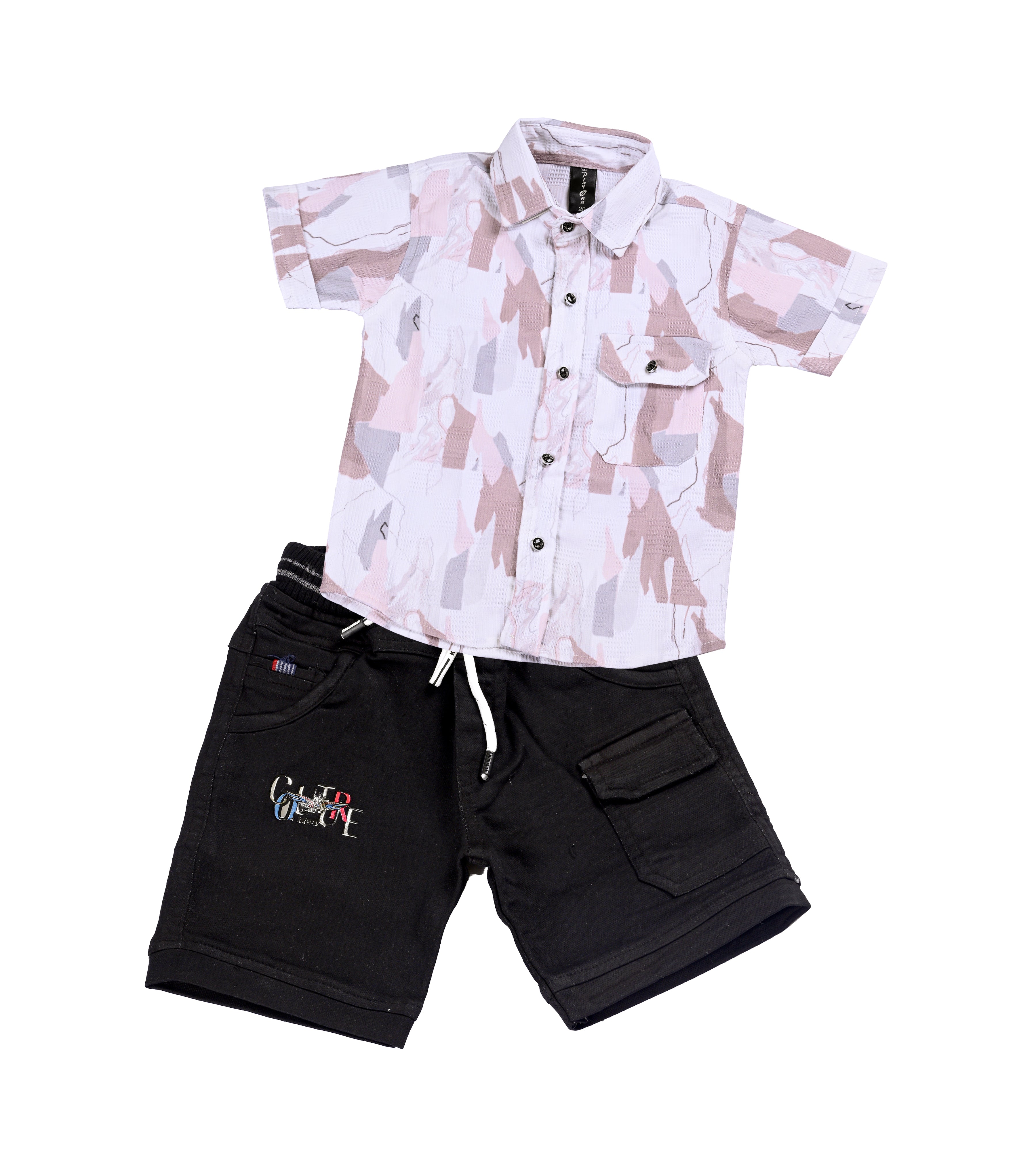 Boys' Abstract Print Button-Down Shirt & Cargo Shorts 2-Piece Set  Option