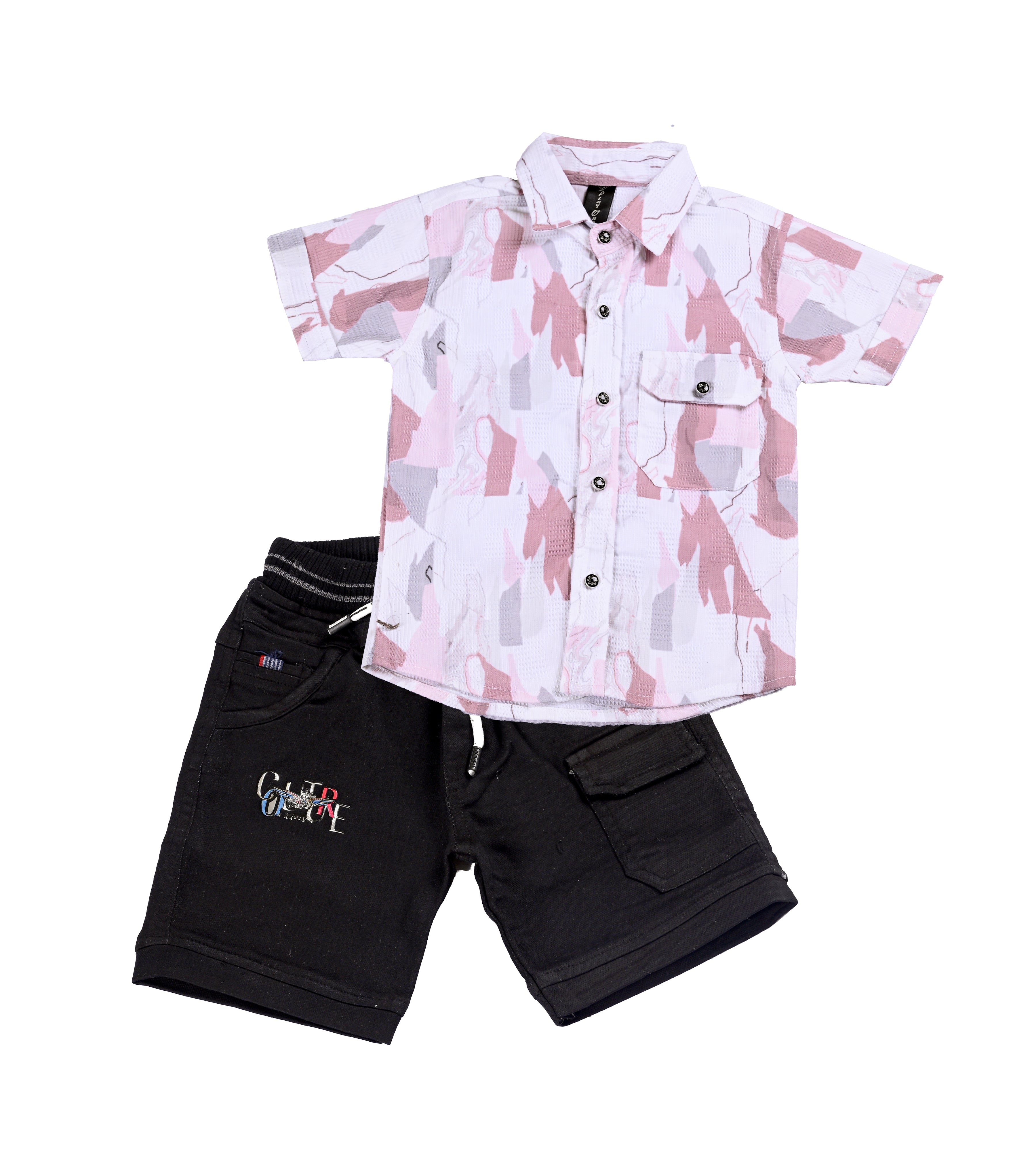 Boys' Abstract Print Button-Down Shirt & Cargo Shorts 2-Piece Set  Option