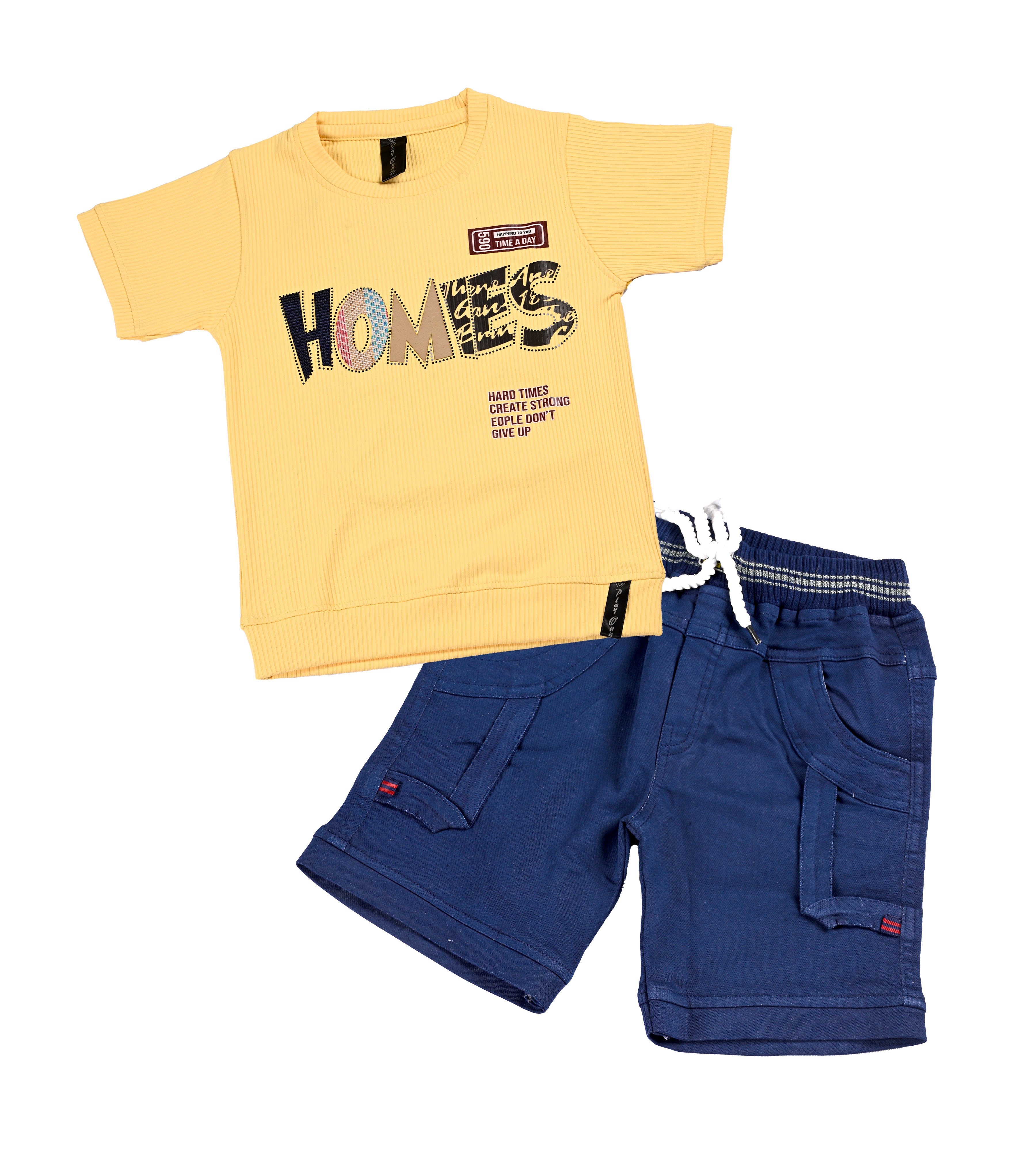 Kids' Ribbed Cotton T-Shirt & Cargo Shorts Set - 2-Piece Summer Outfit