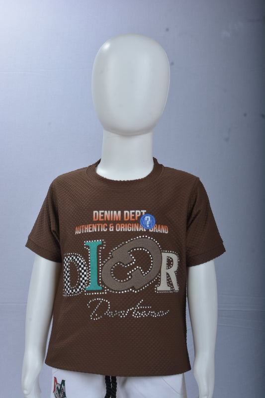 Justmaama Toddler Boys' Summer Clothing Set | Casual Crew Neck Tee & Pull-On  Shorts | Denim Dept Statement Top | Embellished Children's Fashion Outfit.