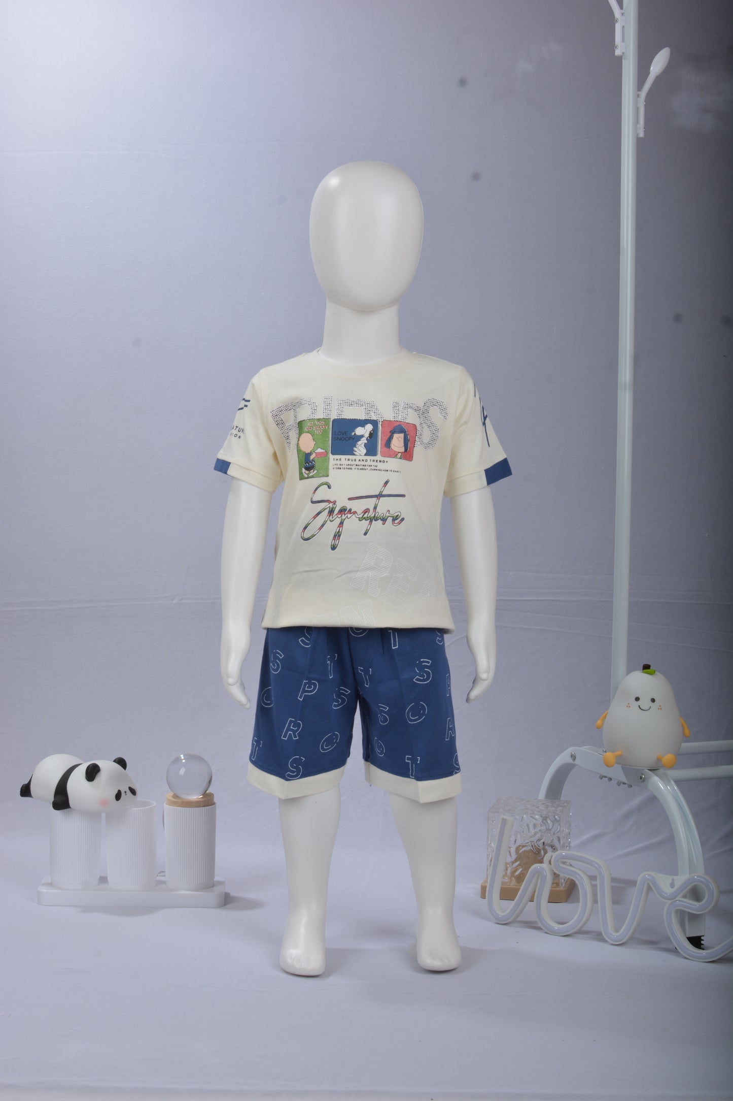 JustMaama Toddler Boy's Relaxed Fit Loungewear Set | Soft Cotton Blend Graphic Tee  & Pull-On Shorts | Durable Play Clothes.