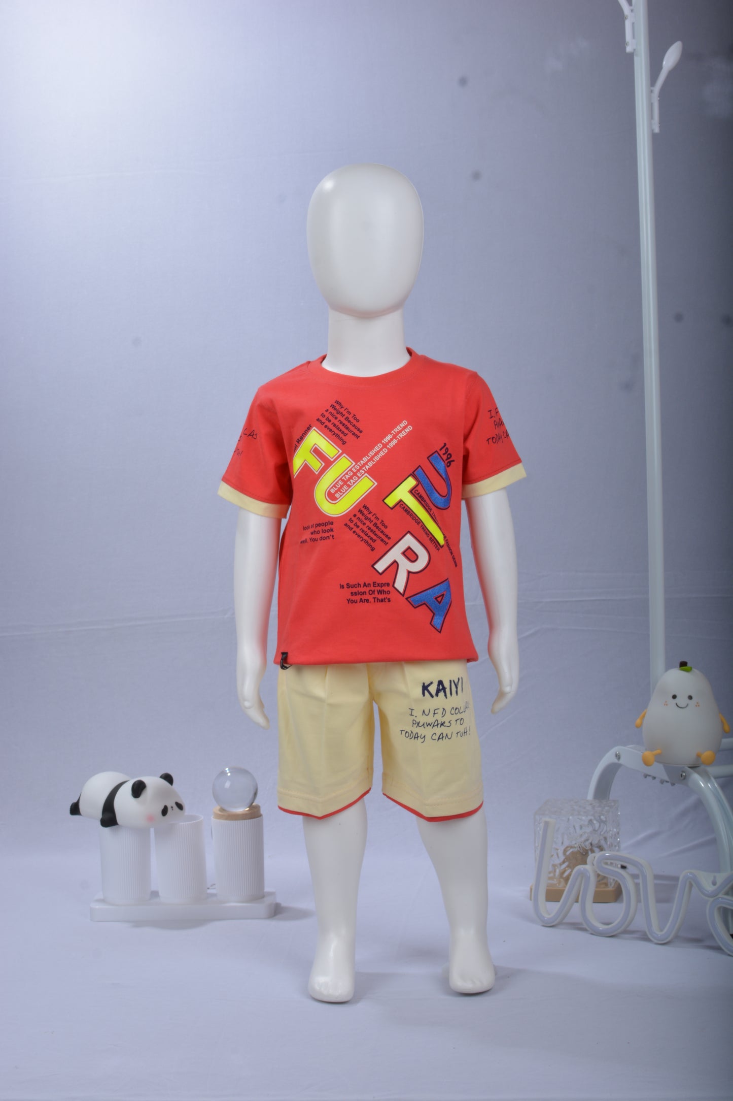 Justmaama Kids' Athletic T-Shirt & Shorts Set | Lightweight Sportswear Outfit for Boys &  Girls | Breathable Jersey Fabric | Crew Neck 'FUTURA' Graphic Top | Summer Activewear.