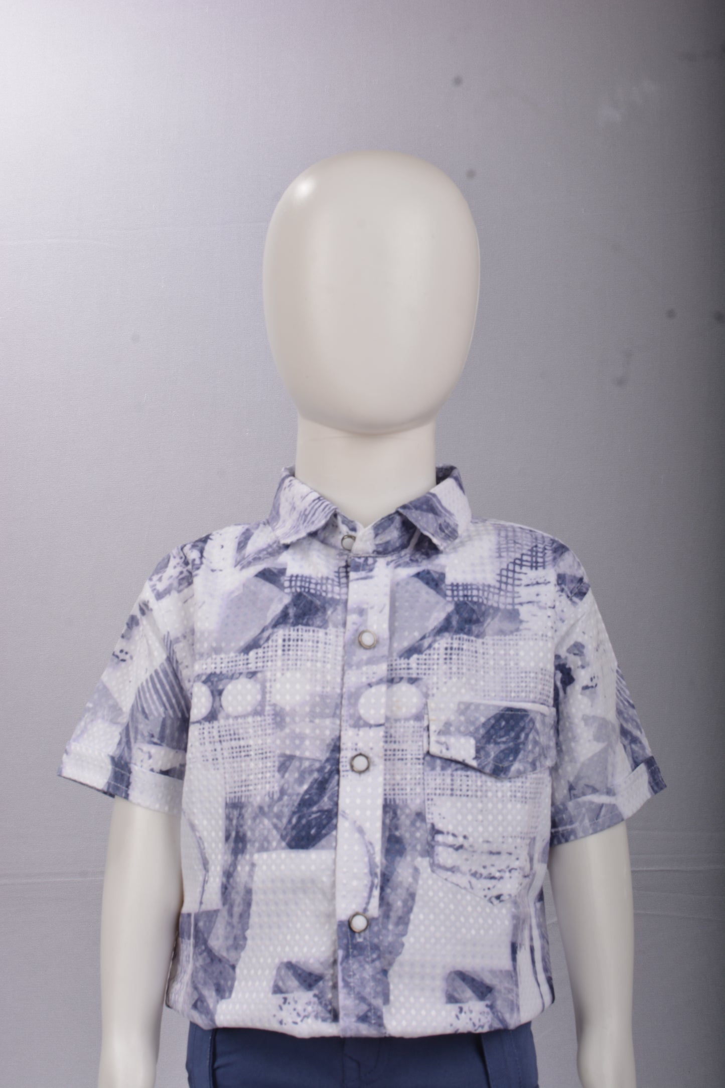 Justmaama Kids 2-Piece Summer Set: Stylish Abstract Print Shirt & Comfort Fit Navy  BlCargo Shorts for Boys | Casual Wear