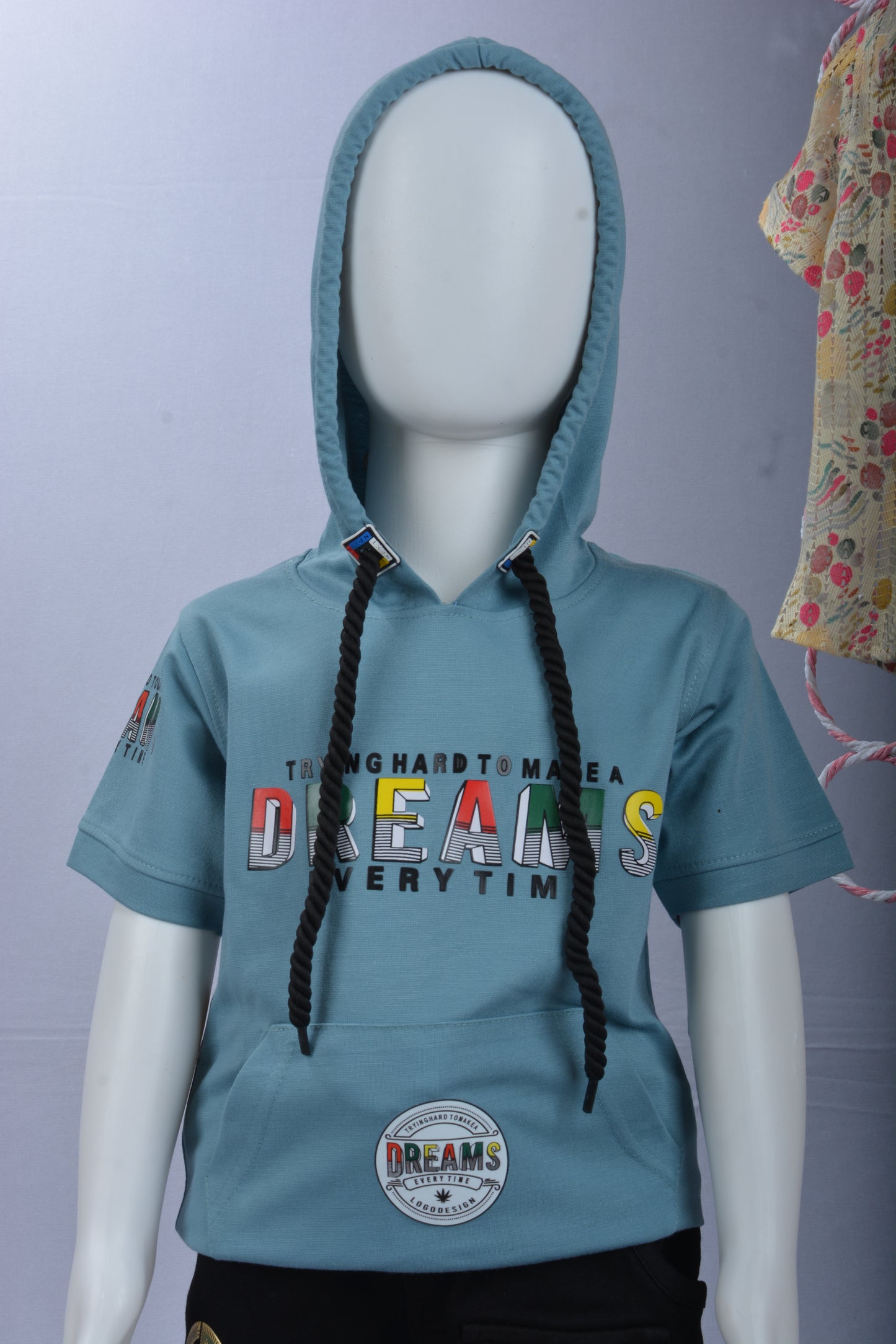 Justmaama Boys' Cotton Blend 2-Piece Outfit Set: Short-Sleeve Pullover Hoodie and  Elastic Waistband Shorts with Pockets - Playwear & Casual.