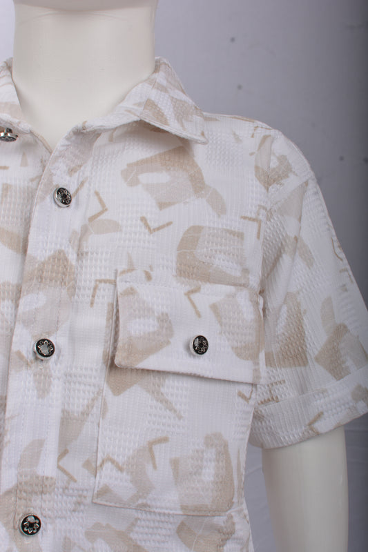 Justmaama Boy's Waffle Texture Button-Down Shirt & Cargo Shorts Set | 2-Piece  Summer Outfit for Toddler & Little Kids | Stylish & Comfortable