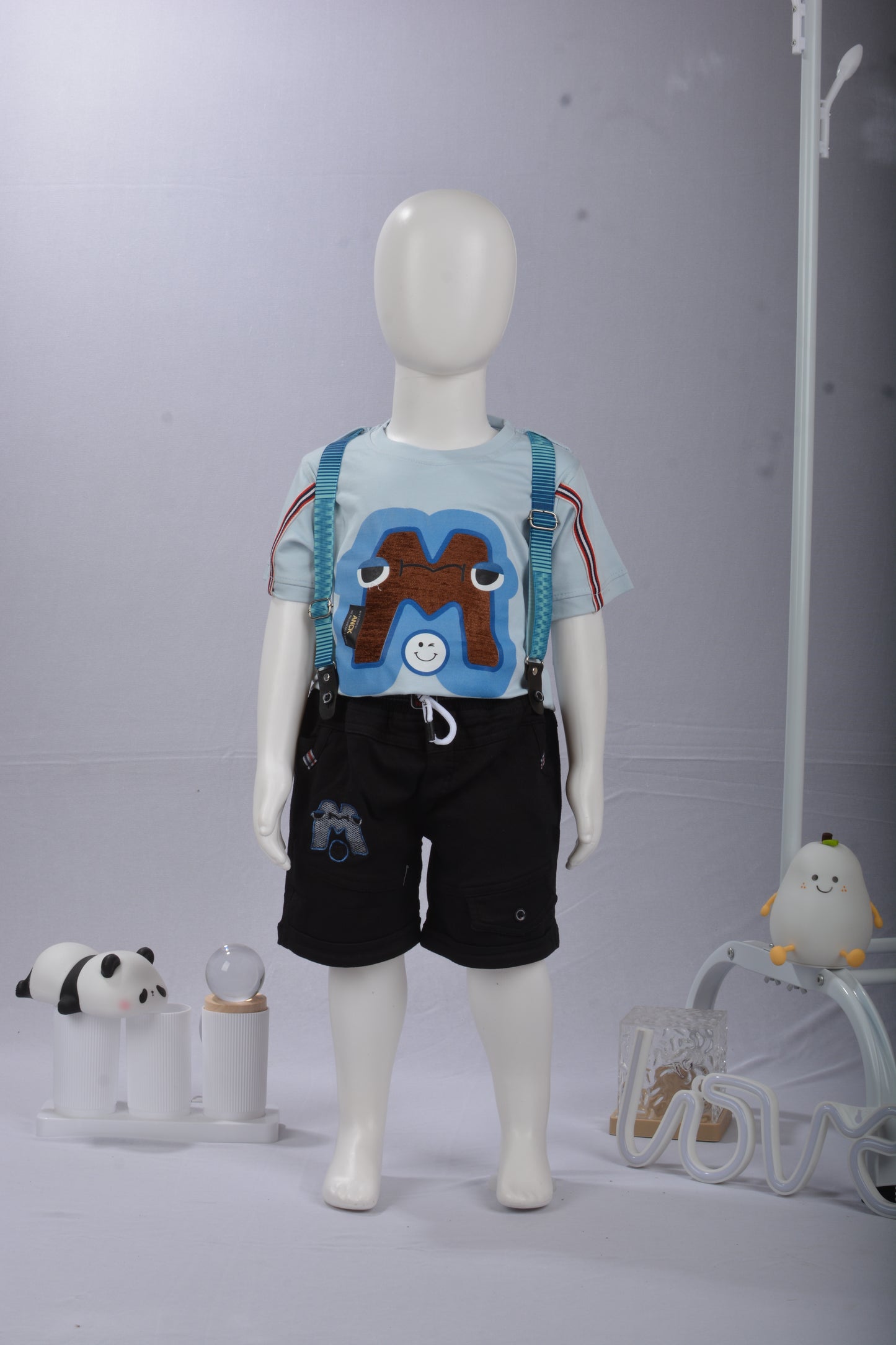 justmaama Boys' Premium Summer Outfit: Printed Tee, Adjustable Suspenders, and  Comfortable Bottoms