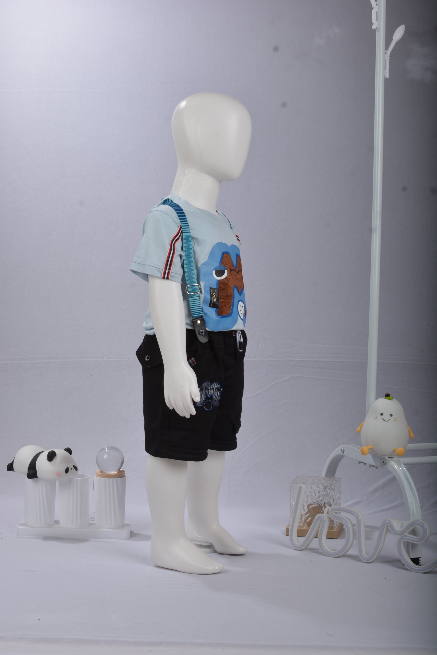 justmaama Boys' Premium Summer Outfit: Printed Tee, Adjustable Suspenders, and  Comfortable Bottoms