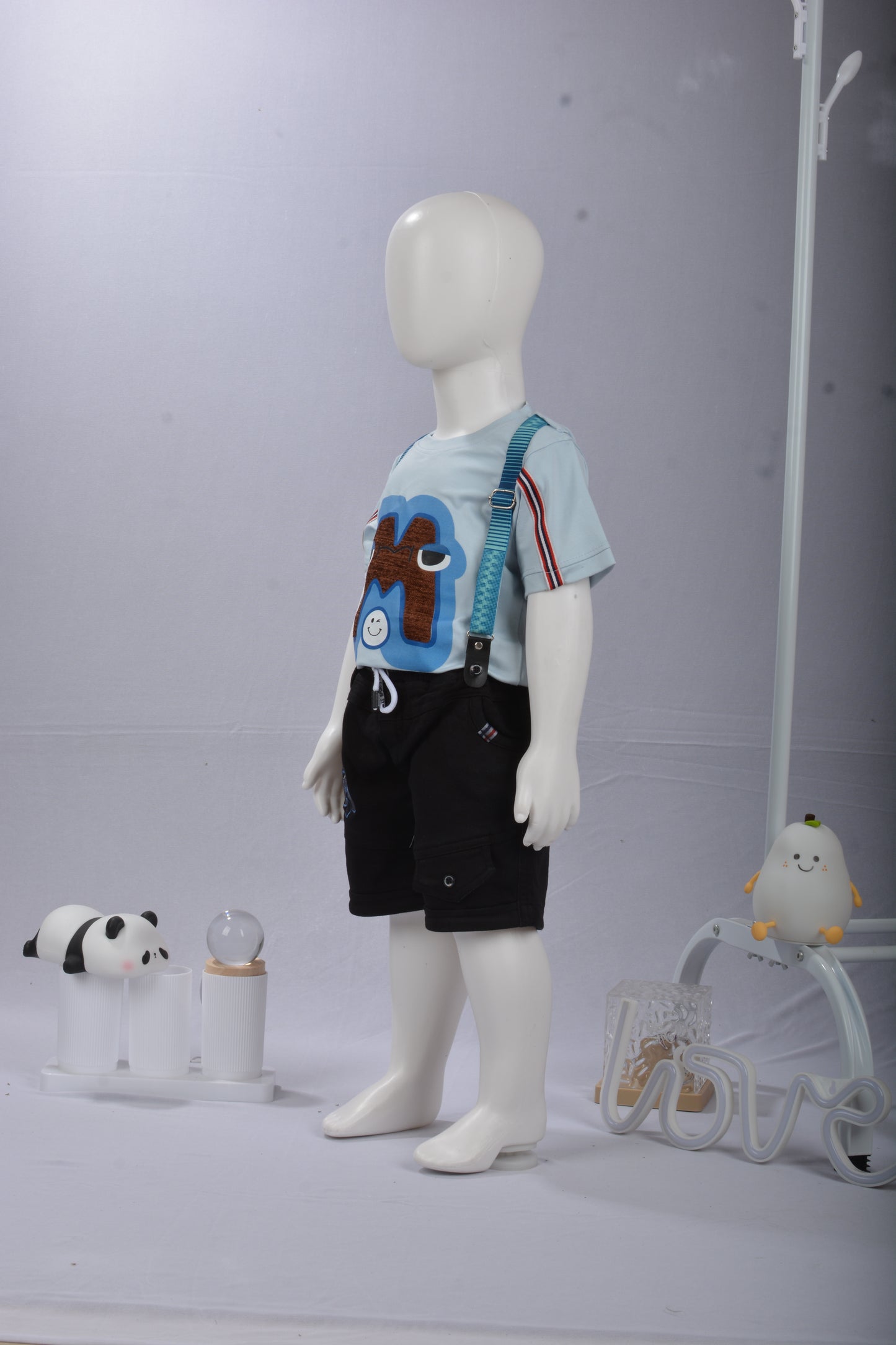 justmaama Boys' Premium Summer Outfit: Printed Tee, Adjustable Suspenders, and  Comfortable Bottoms