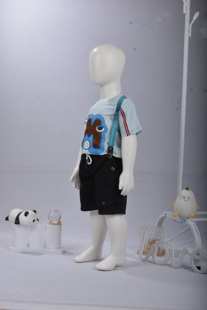 justmaama Boys' Premium Summer Outfit: Printed Tee, Adjustable Suspenders, and  Comfortable Bottoms