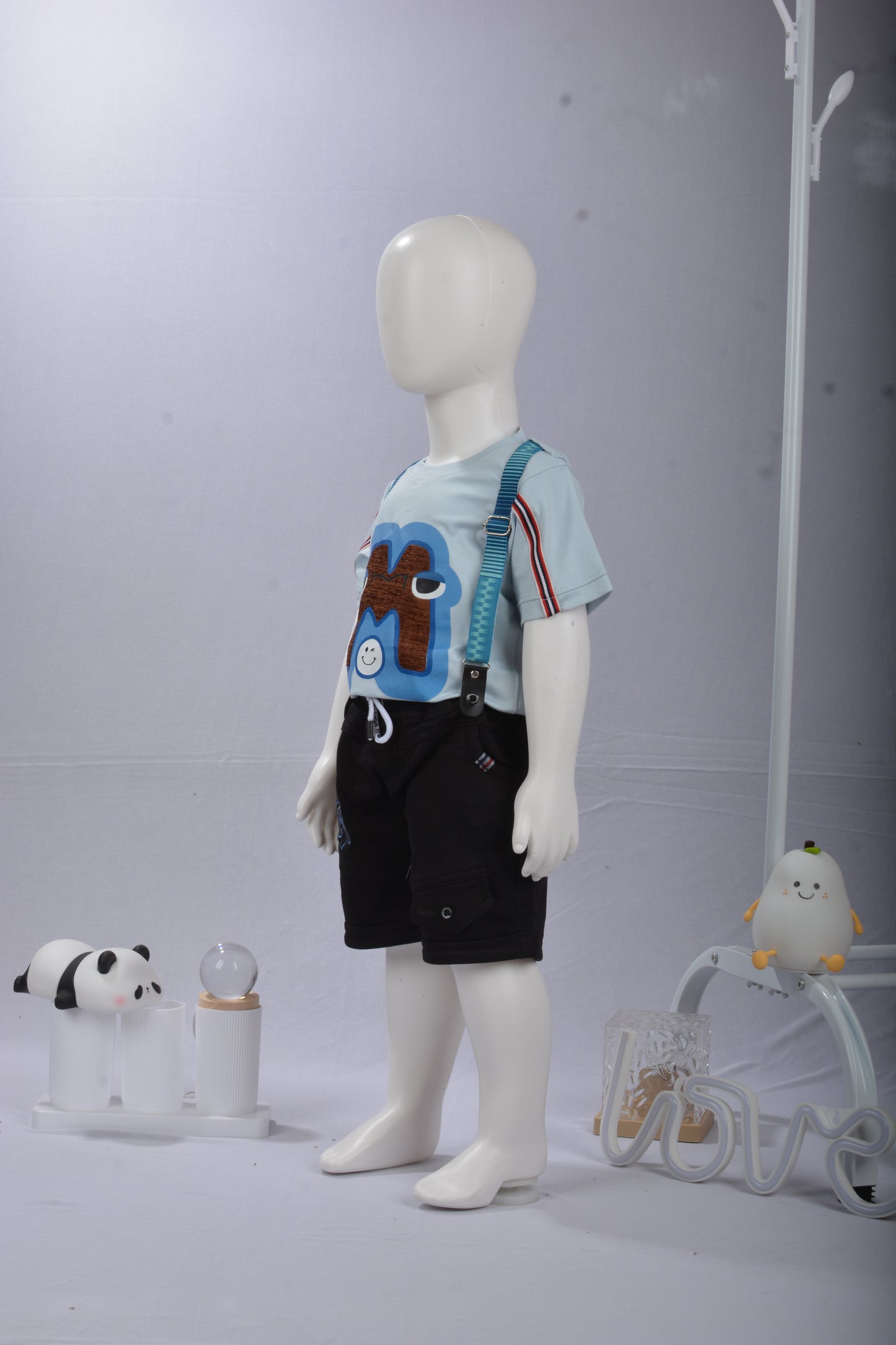 justmaama Boys' Premium Summer Outfit: Printed Tee, Adjustable Suspenders, and  Comfortable Bottoms