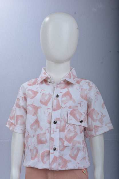 Justmaama Boy's Waffle Texture Button-Down Shirt & Cargo Shorts Set | 2-Piece  Summer Outfit for Toddler & Little Kids | Stylish & Comfortable