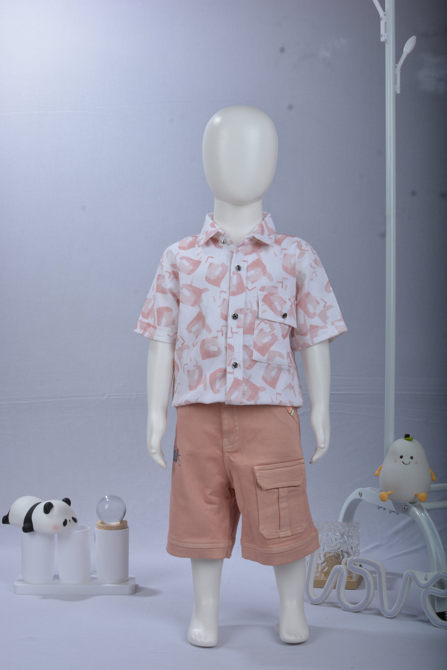 Justmaama Boy's Waffle Texture Button-Down Shirt & Cargo Shorts Set | 2-Piece  Summer Outfit for Toddler & Little Kids | Stylish & Comfortable