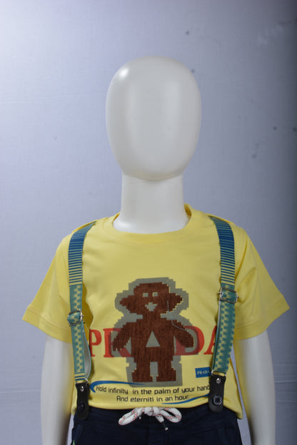 Justmaama Baby/Toddler Boy 2-Piece Clothing Set - Summer Short-Sleeve Top &  Adjustable Suspender Shorts - Casual Kids Playwear