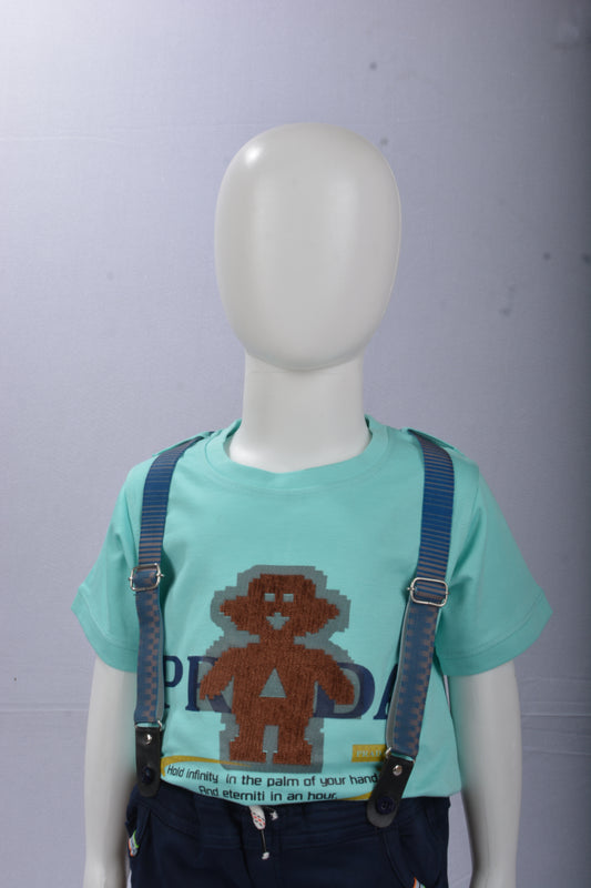 Justmaama Baby/Toddler Boy 2-Piece Clothing Set - Summer Short-Sleeve Top &  Adjustable Suspender Shorts - Casual Kids Playwear