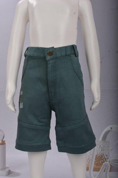 Justmaama Toddler/Little Boy's Modern Printed Short Sleeve Collared Shirt & Multi- Pocket Utility Shorts Set | Two-Piece Outfit