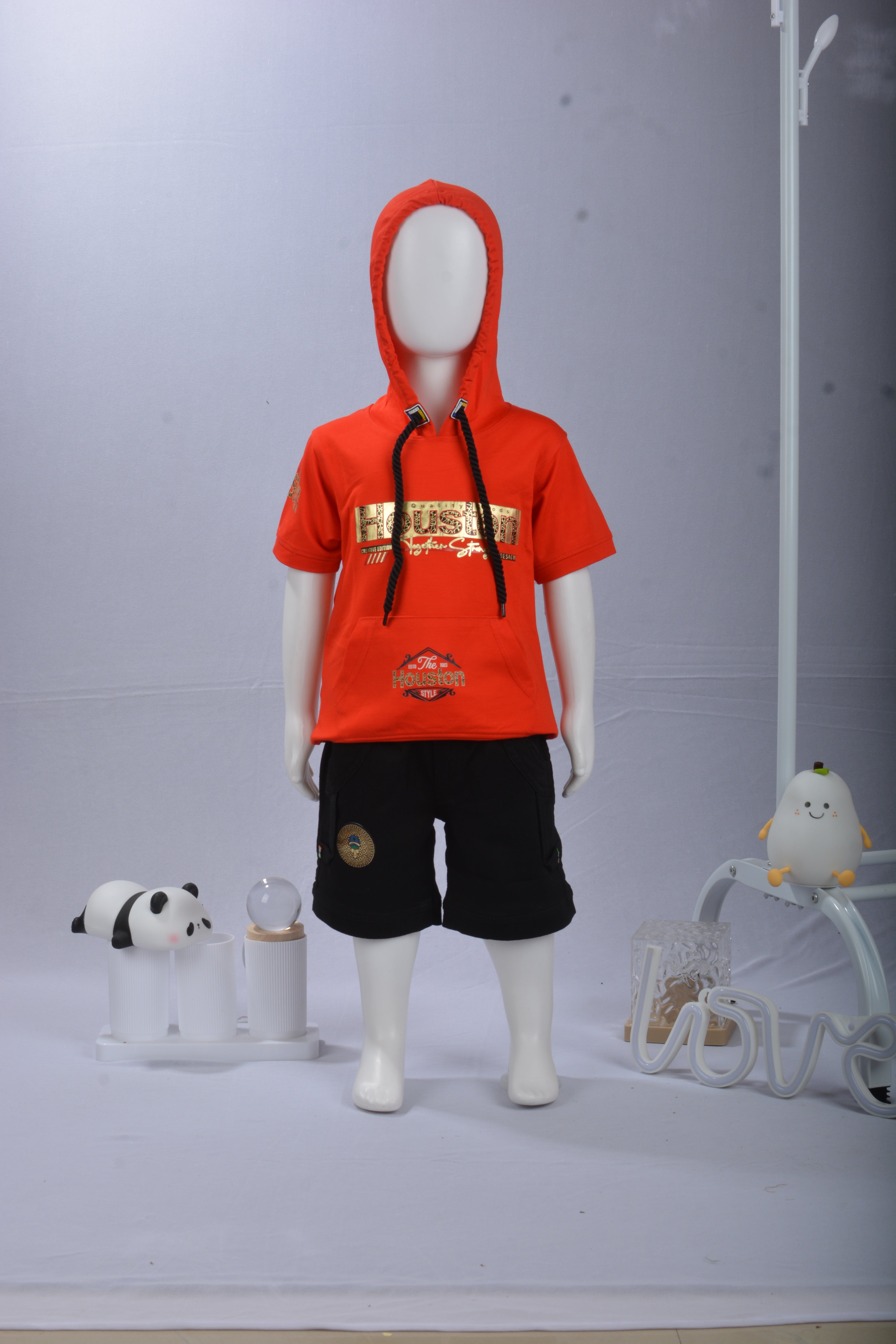 Kids' "Houston Together Strong" Hooded Tee & Cargo Shorts 2-Piece Set
