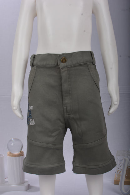 Justmaama Toddler/Little Boy's Modern Printed Short Sleeve Collared Shirt & Multi- Pocket Utility Shorts Set | Two-Piece Outfit