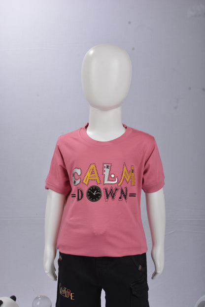 JustMaama 2-Piece Summer Outfit for Boys |  Graphic T-Shirt with Crew Neck &  Adjustable Waist Black Cargo Shorts | Breathable Cotton Kids Clothes Set