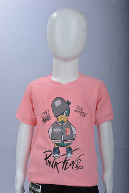 JUSTMAAMA Kids' Casual Outfit Set |  T-Shirt with  Duck  Graphic  Drawstring Denim Shorts | Breathable Summer Wear for Toddler Boys