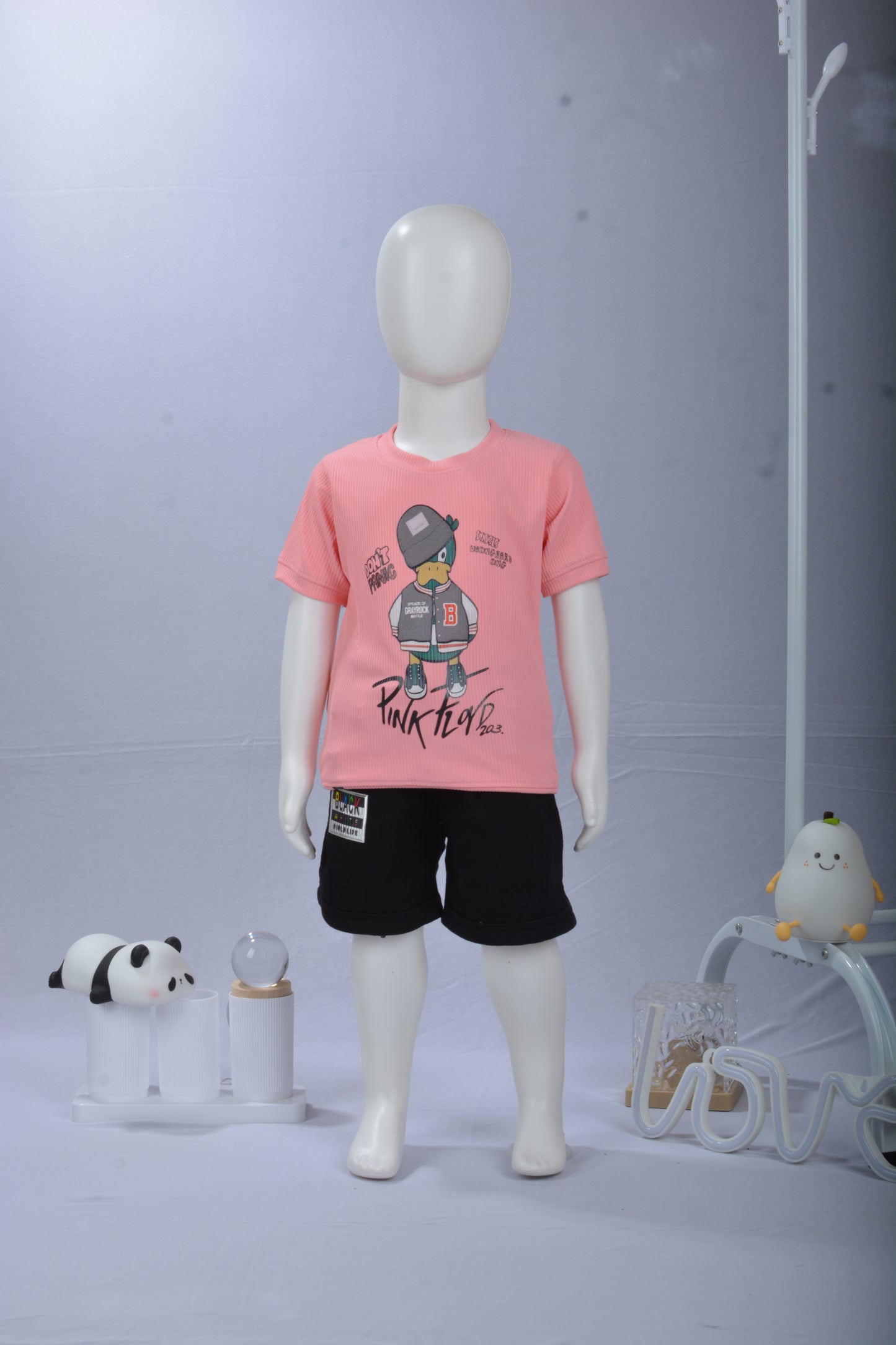 JUSTMAAMA Kids' Casual Outfit Set |  T-Shirt with  Duck  Graphic  Drawstring Denim Shorts | Breathable Summer Wear for Toddler Boys