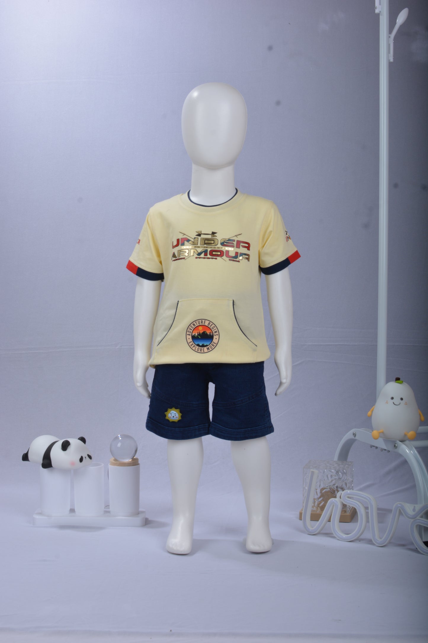 Justmaama 2-Piece Boys' Clothing Set | Adventure Graphic Half-Sleeve T-Shirt with  Front Pocket & Drawstring Waist Shorts | Soft Cotton Casual Summer Outfit | Toddler &  Little Kid Activewear