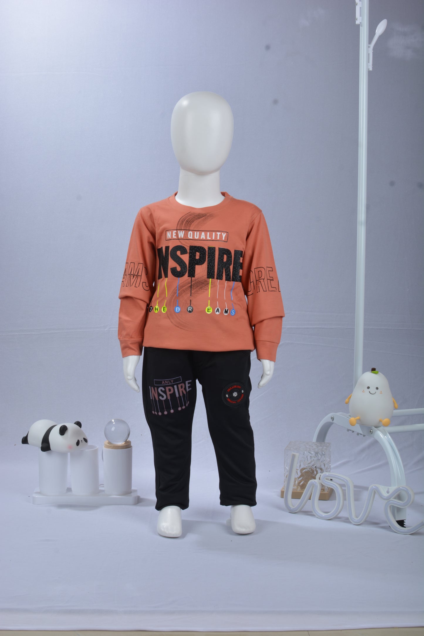 JustMaama Kids' "Inspire The Dreams" Long Sleeve Top & Jogger Set | New Quality  Graphic Sweatshirt and Active Bottoms Outfit