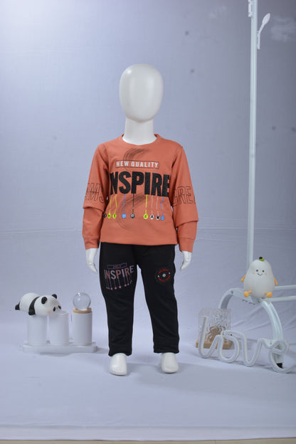 JustMaama Kids' "Inspire The Dreams" Long Sleeve Top & Jogger Set | New Quality  Graphic Sweatshirt and Active Bottoms Outfit