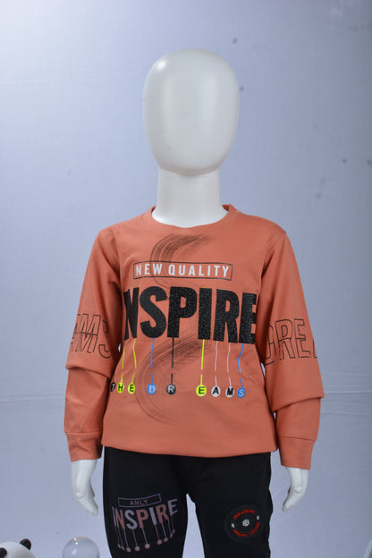 JustMaama Kids' "Inspire The Dreams" Long Sleeve Top & Jogger Set | New Quality  Graphic Sweatshirt and Active Bottoms Outfit