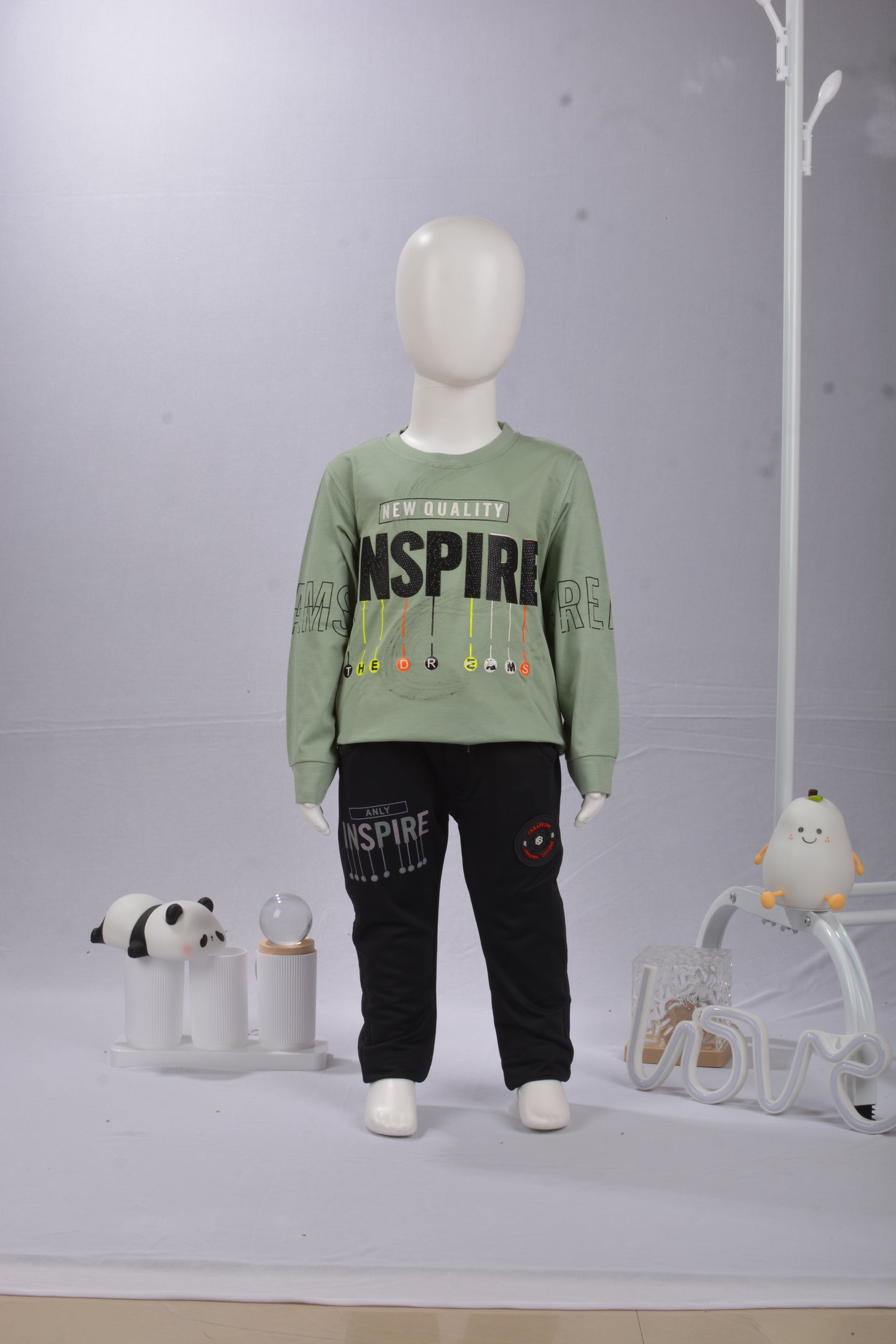 JustMaama Kids' "Inspire The Dreams" Long Sleeve Top & Jogger Set | New Quality  Graphic Sweatshirt and Active Bottoms Outfit
