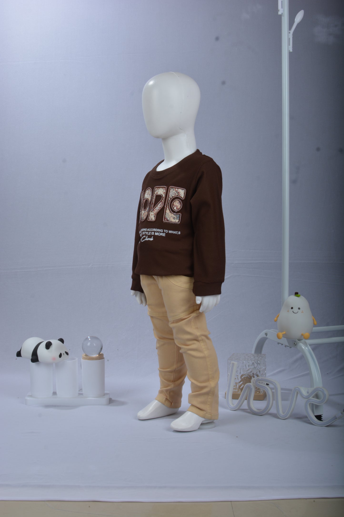 Justmaama Toddler Boys/Girls 2-Piece Outfit - Long Sleeve Crew Neck Pullover Shirt &  Drawstring Cargo Trousers