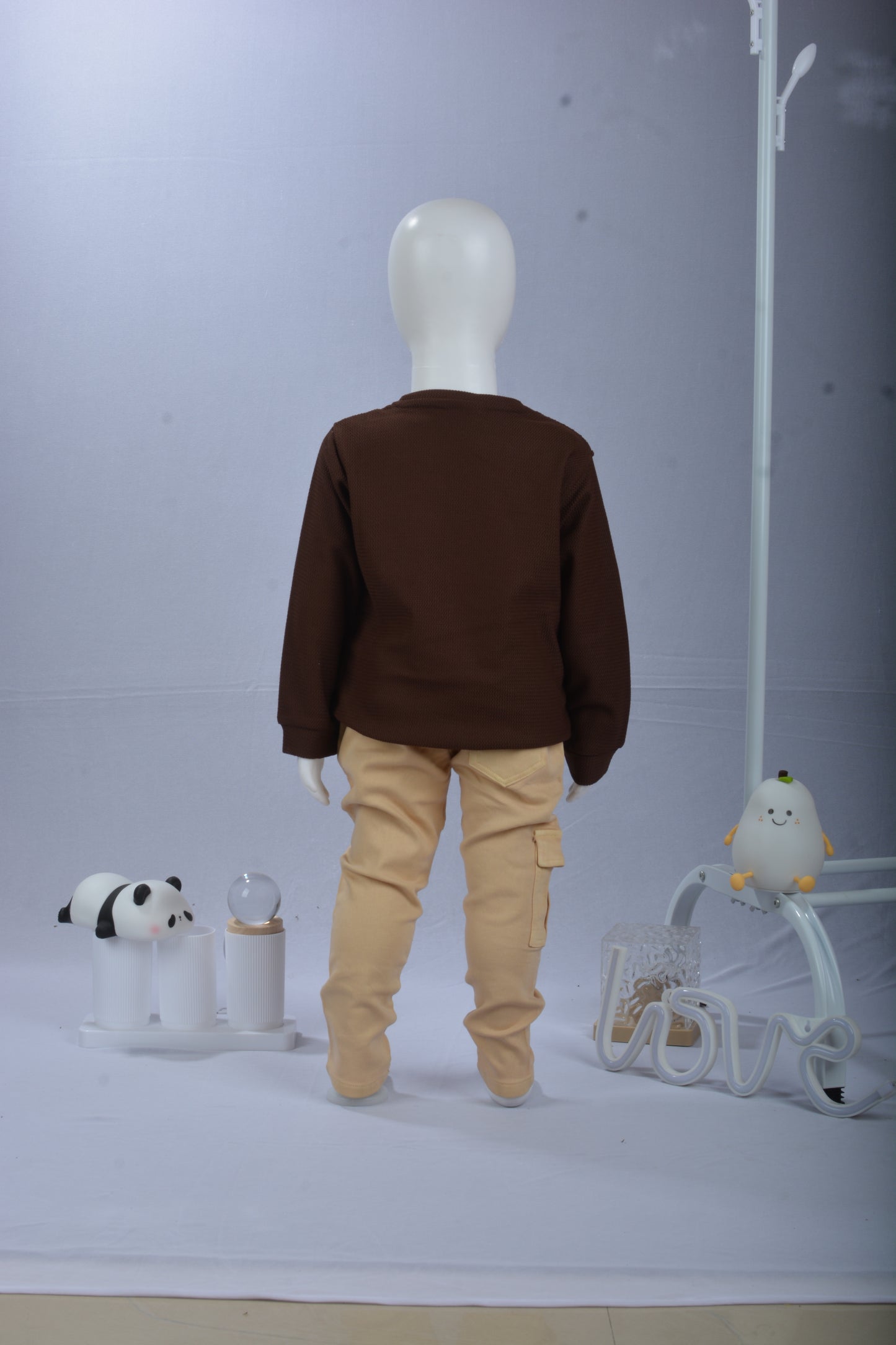 Justmaama Toddler Boys/Girls 2-Piece Outfit - Long Sleeve Crew Neck Pullover Shirt &  Drawstring Cargo Trousers