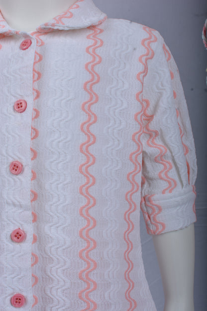 Justmaama Girls’ Printed Collared Top with Puff Sleeves and Functional Cargo Pants | Soft & Comfortable Clothing Set