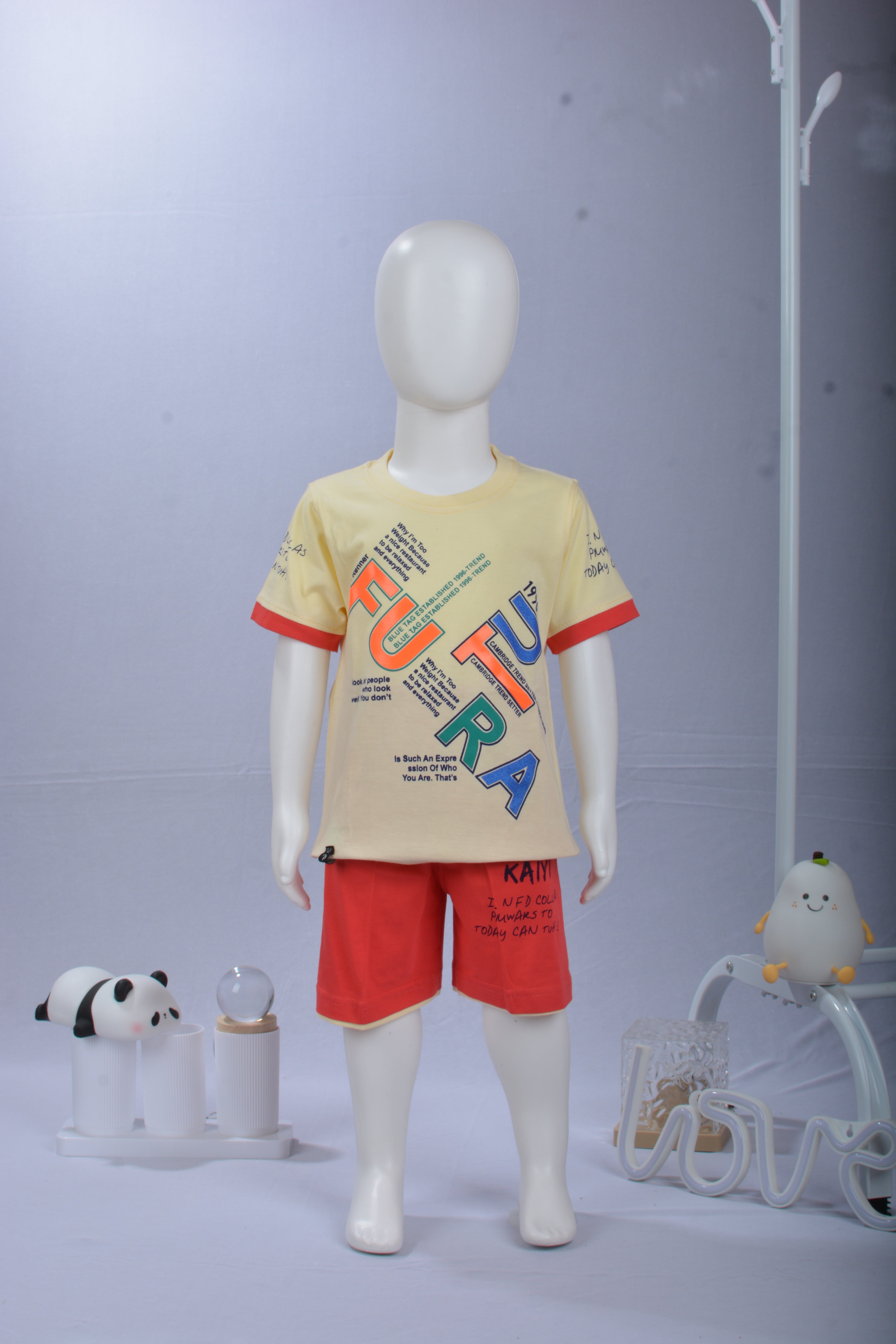 Kids' Two-Piece Graffiti Graphic T-Shirt and Shorts Set