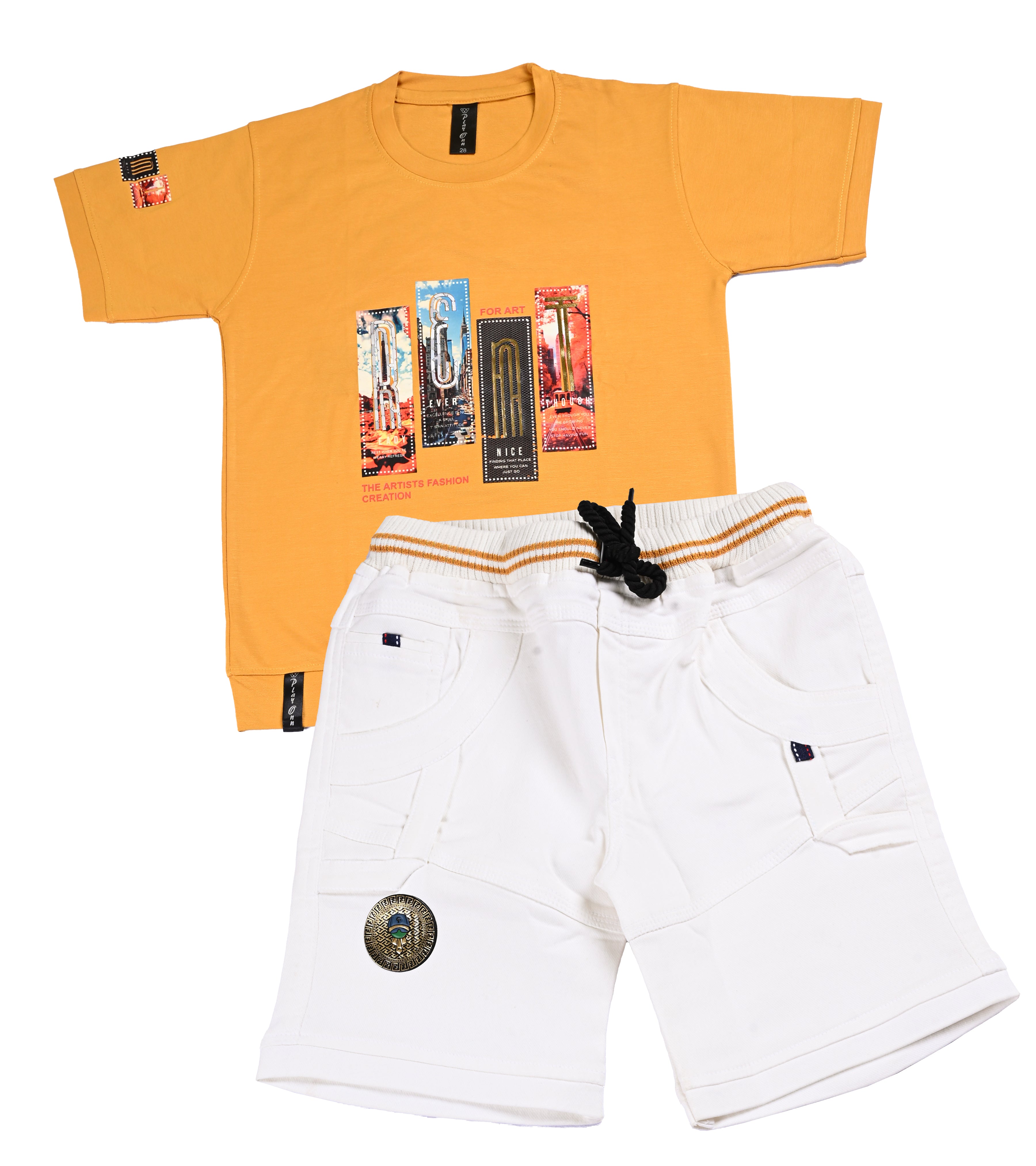 "The Artist" Edition Boys' Graphic Tee & Premium White Shorts Co-ord