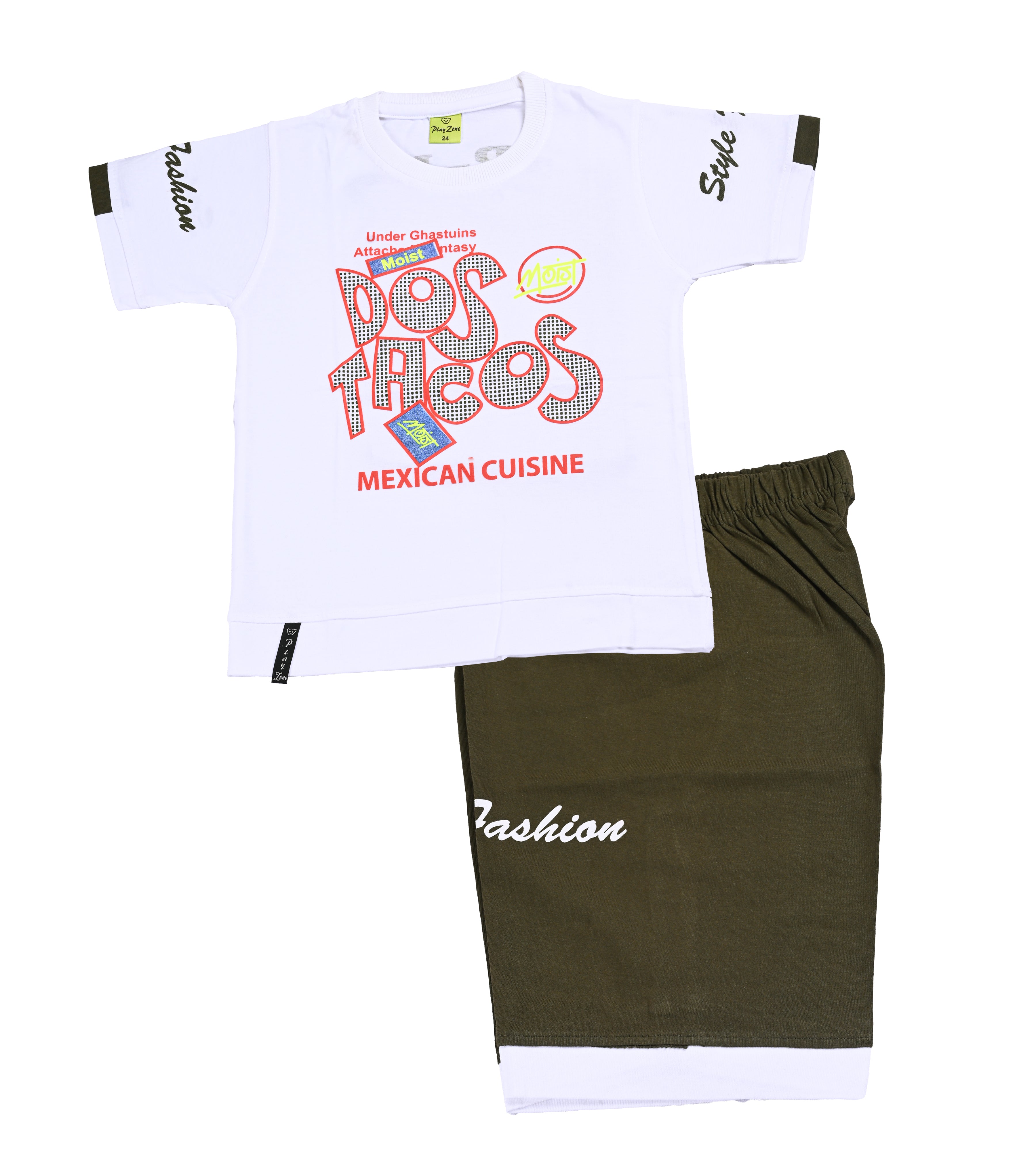 Mexican Cuisine "Dos Tacos" Streetwear Set | Toddler & Boys Summer Co-ord