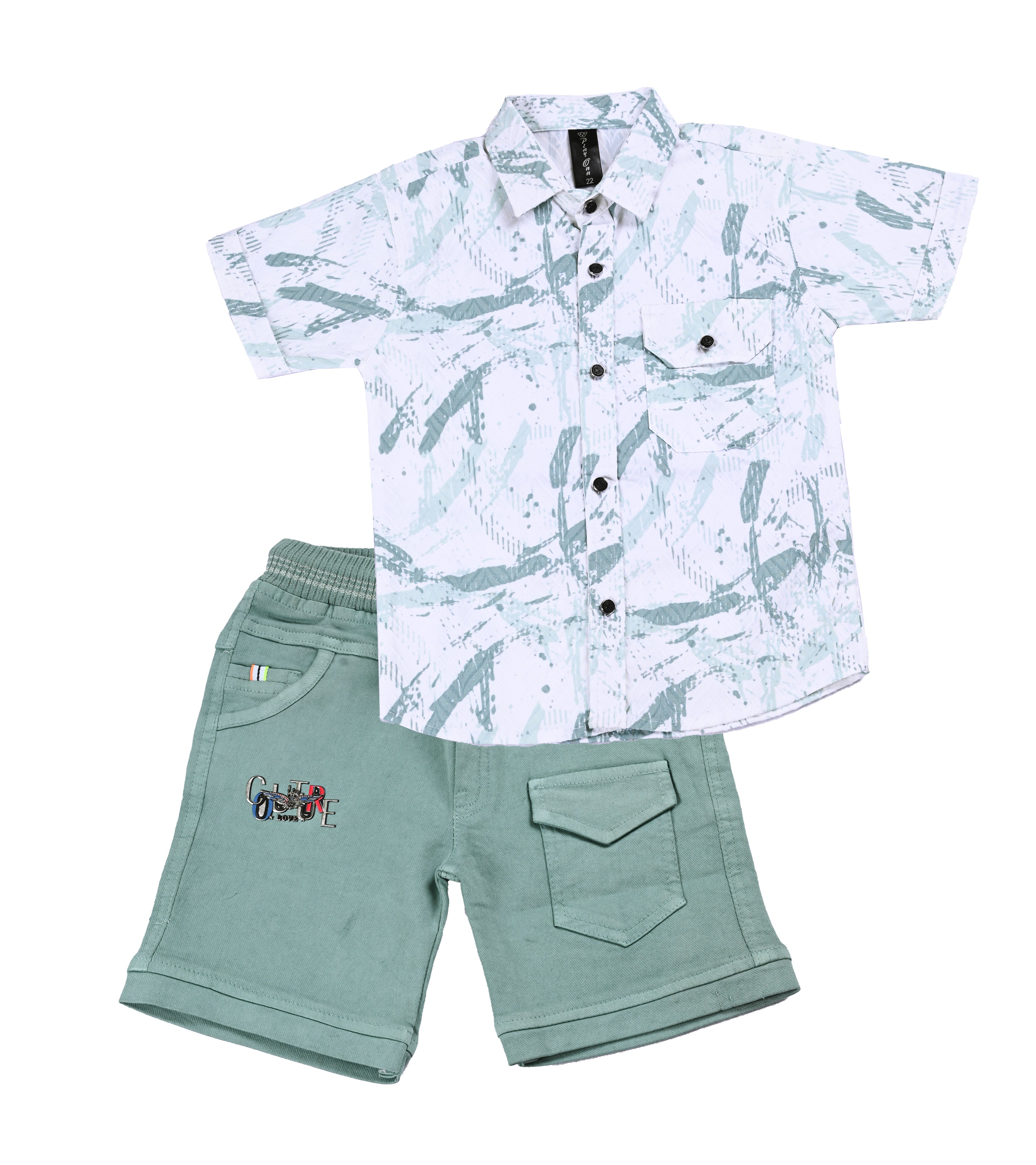 Boys' Abstract Graffiti Shirt & Slate Grey Cargo Shorts Set