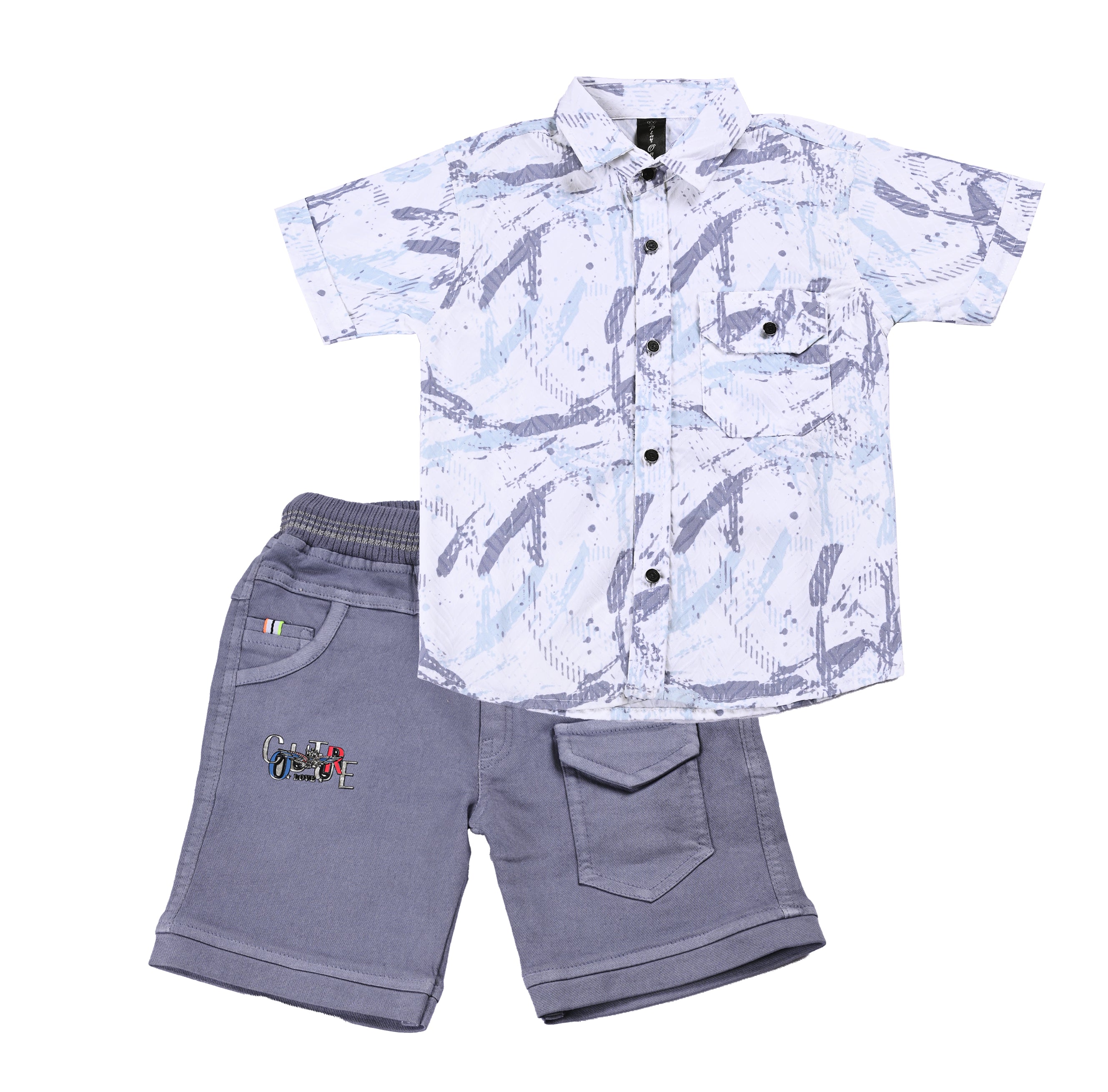 Boys' Abstract Graffiti Shirt & Slate Grey Cargo Shorts Set